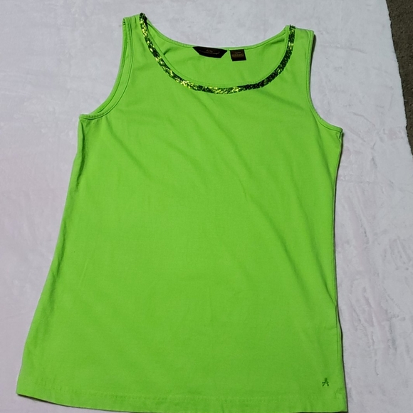 Avra, lime green, sleeveless blouse. - Picture 1 of 4